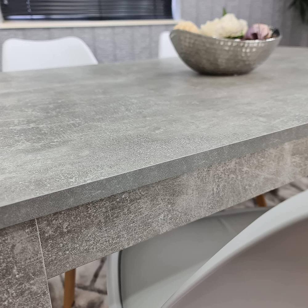 Portland Plastic Leather 4 Seater Dining Set Stone Grey and White - image 5