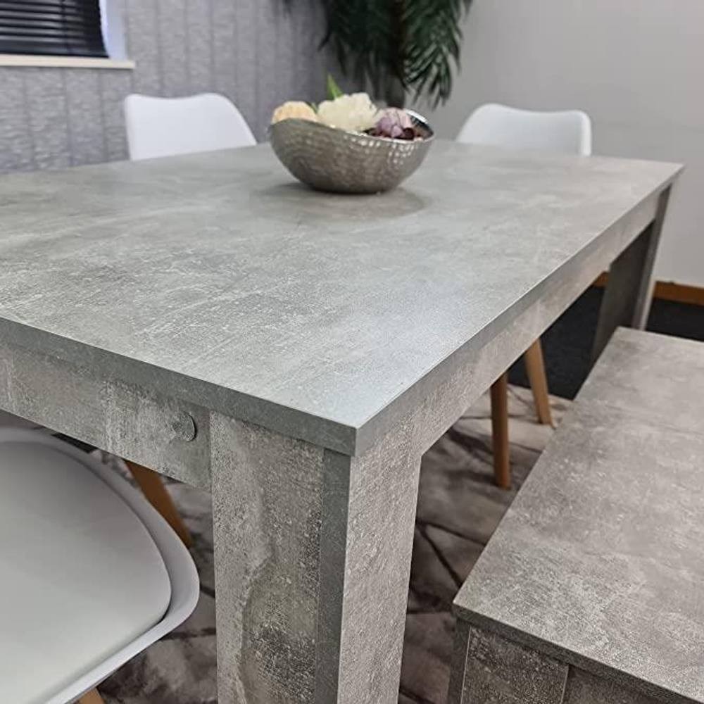 Portland Plastic Leather 6 Seater Dining Set Stone Grey and White - image 4