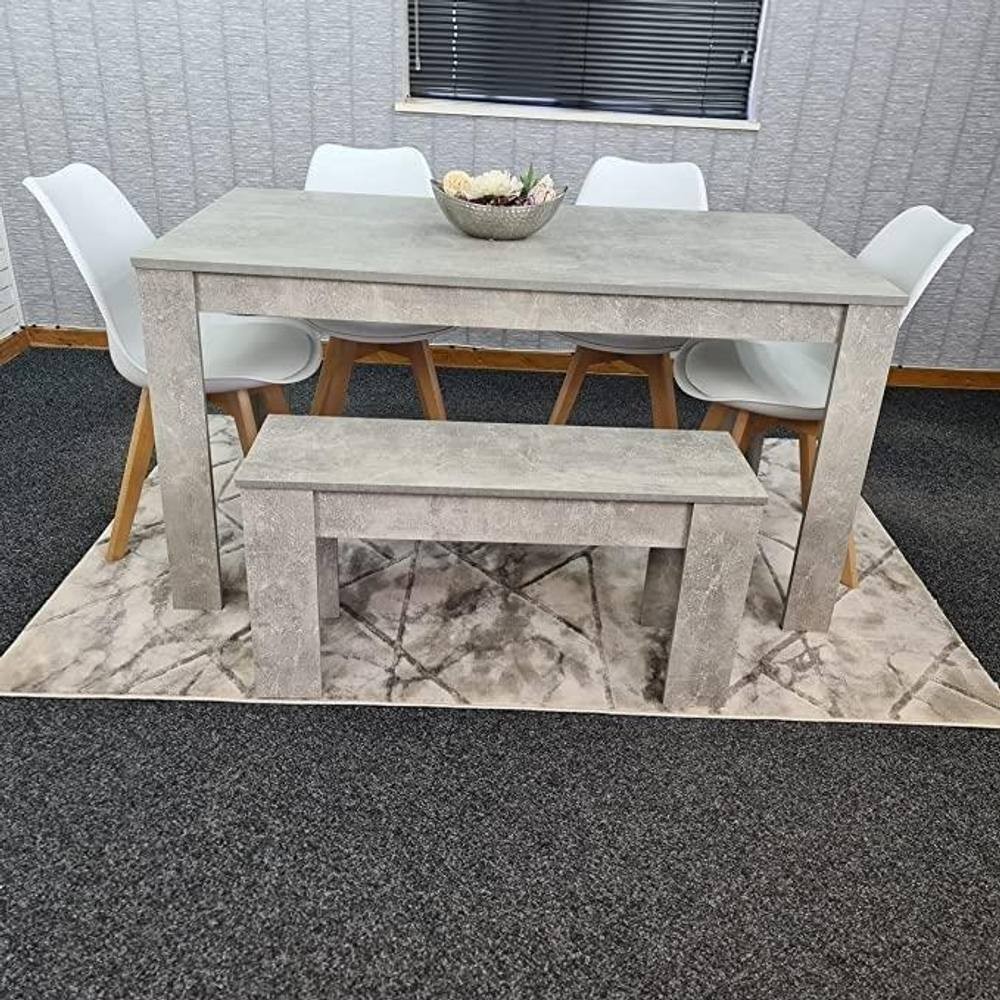 Portland Plastic Leather 6 Seater Dining Set Stone Grey and White - image 5