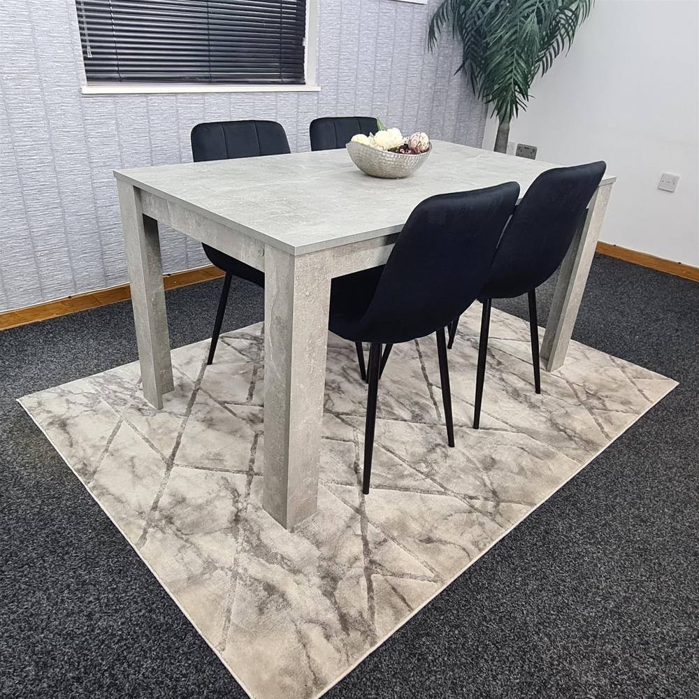 Portland Velvet 4 Seater Dining Set Stone Grey and Black - image 2
