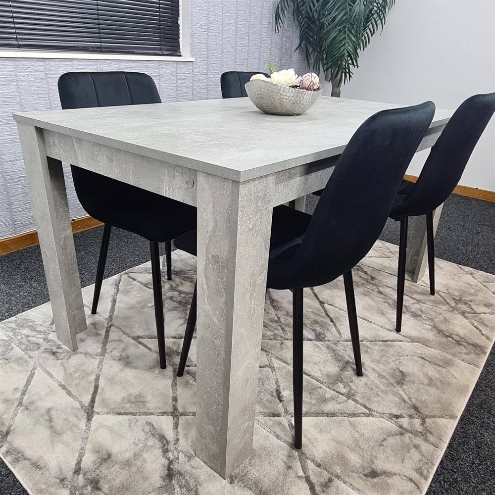 Portland Velvet 4 Seater Dining Set Stone Grey and Black - image 3