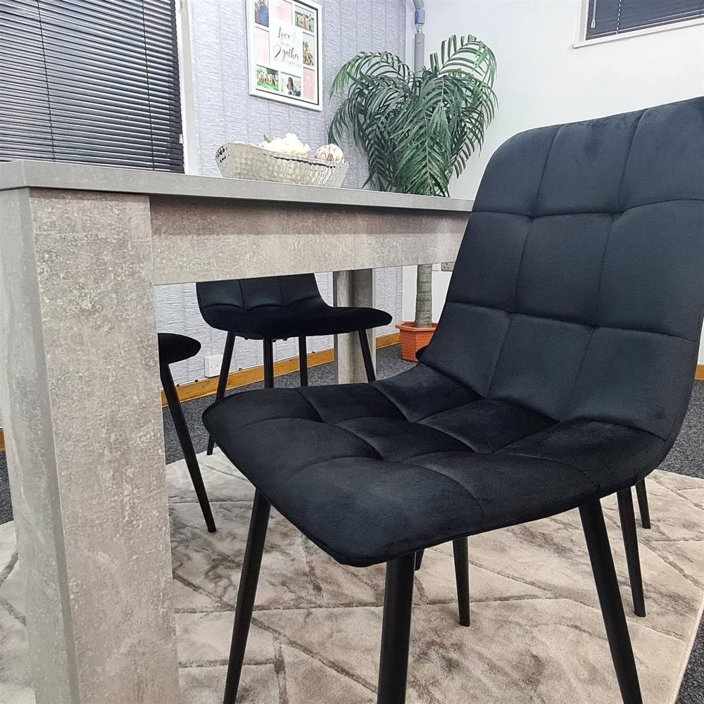 Portland Velvet 4 Seater Dining Set Stone Grey and Black - image 5
