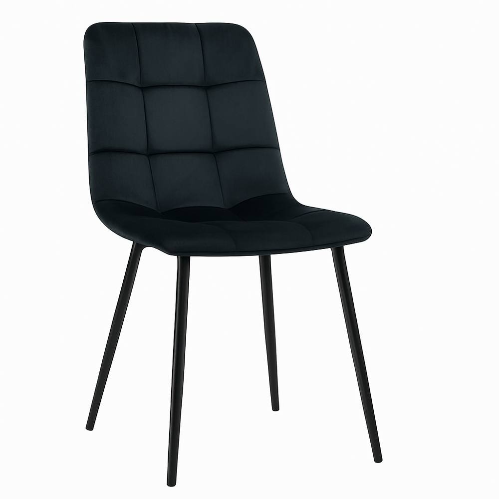 Portland Velvet 4 Seater Dining Set Stone Grey and Grey Black - image 5