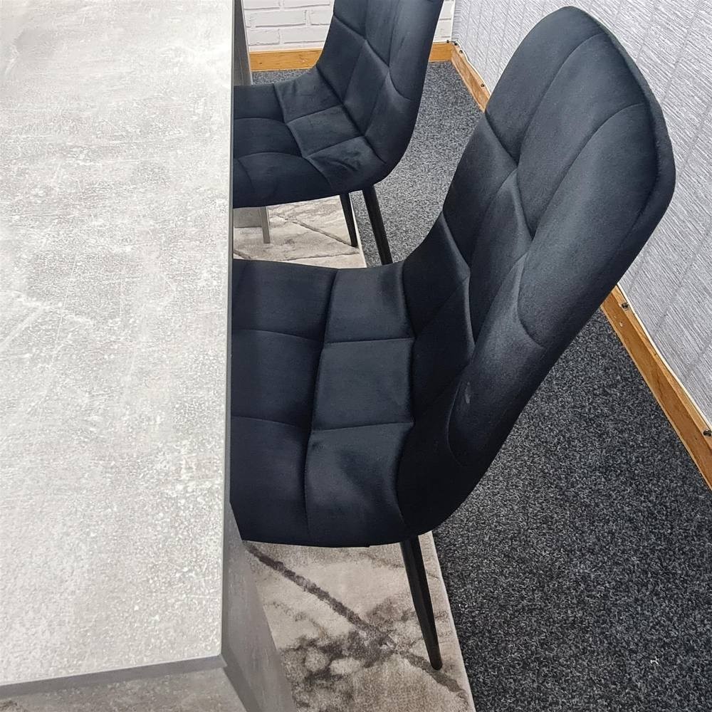 Portland Velvet 4 Seater Dining Set with Bench Stone Grey and Black - image 3