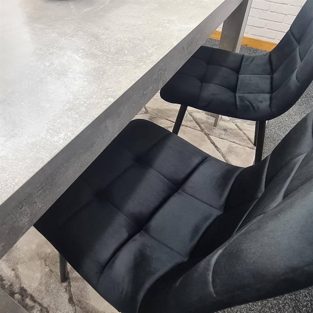 Portland Velvet 4 Seater Dining Set with Bench Stone Grey and Black - image 4