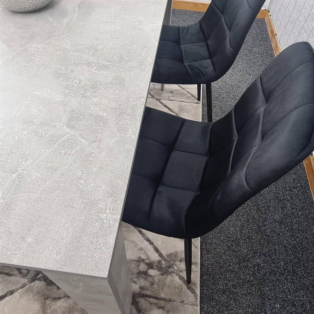 Portland Velvet 4 Seater Dining Set with Bench Stone Grey and Black - image 5