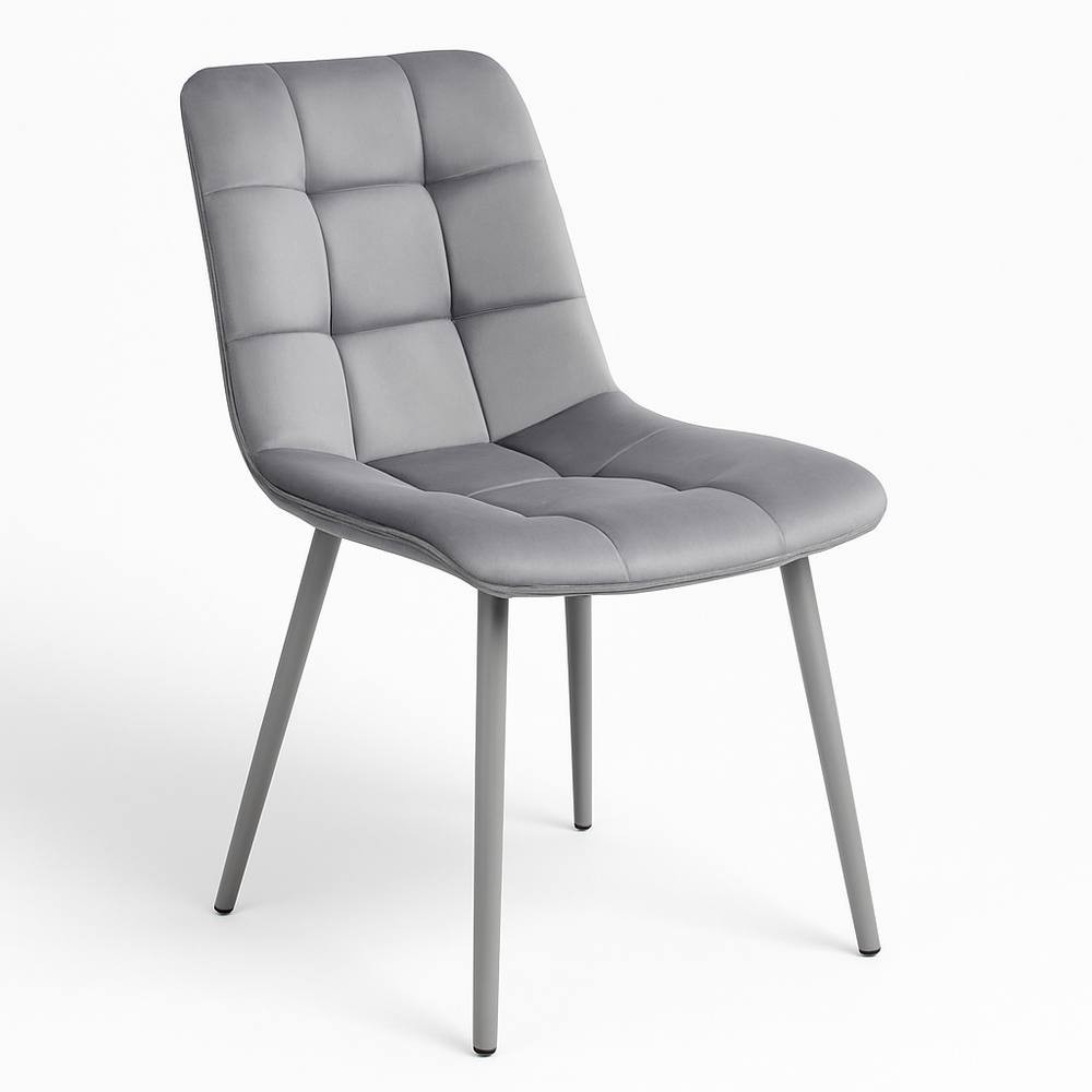 Portland Velvet 6 Seater Dining Set Stone Grey and Grey Black - image 5