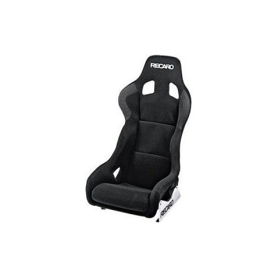 Black racing seat with FIA certification, featuring a sleek design, high side bolsters, and a soft fabric finish, ideal for motorsport enthusiasts.