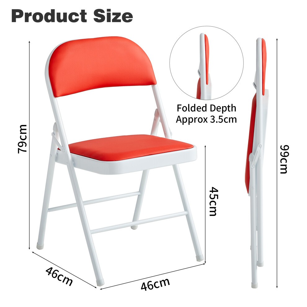 Red Padded Folding Metal Dining Chair Set of 6 - image 3