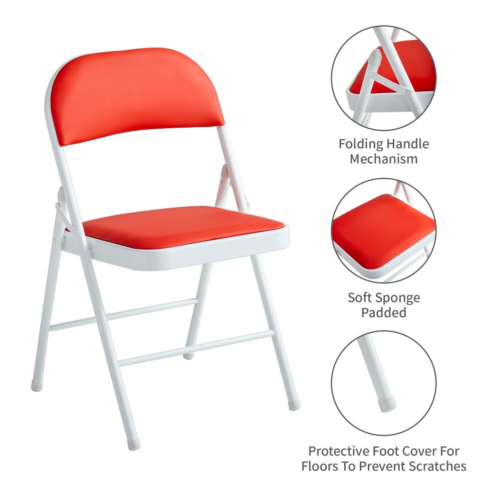 Red Padded Folding Metal Dining Chair Set of 6 - image 4