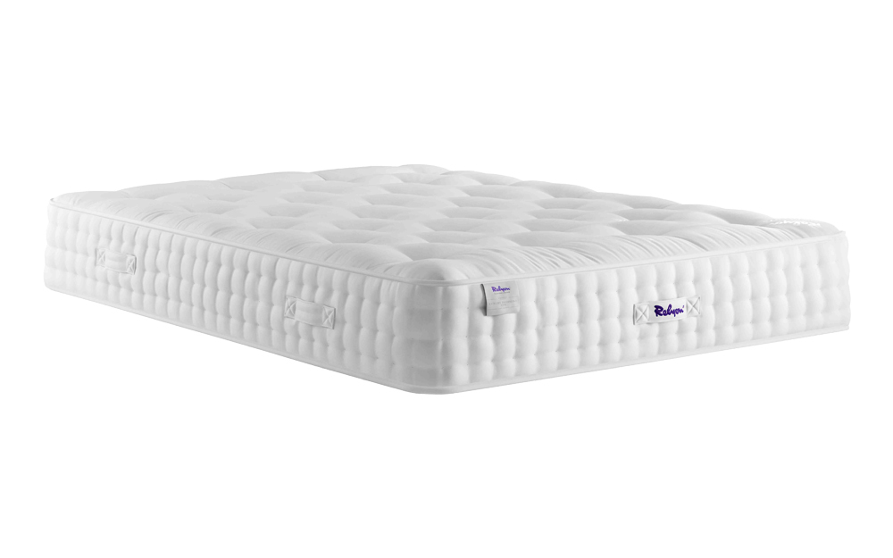 White Relyon luxury Pashmina 2350 king size mattress featuring a quilted surface with a plush finish and branded logo on the side.