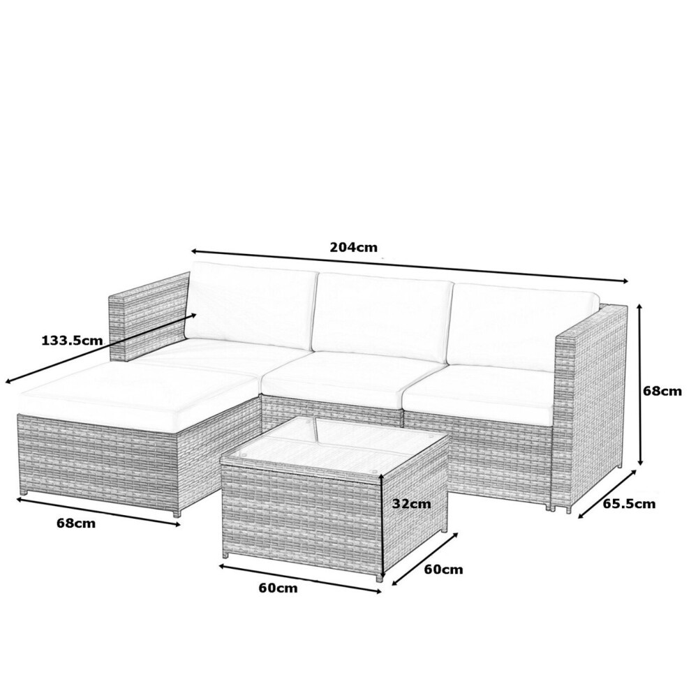 Rupert Black 4 Seater L Shaped Rattan Garden Corner Lounge Set - image 2