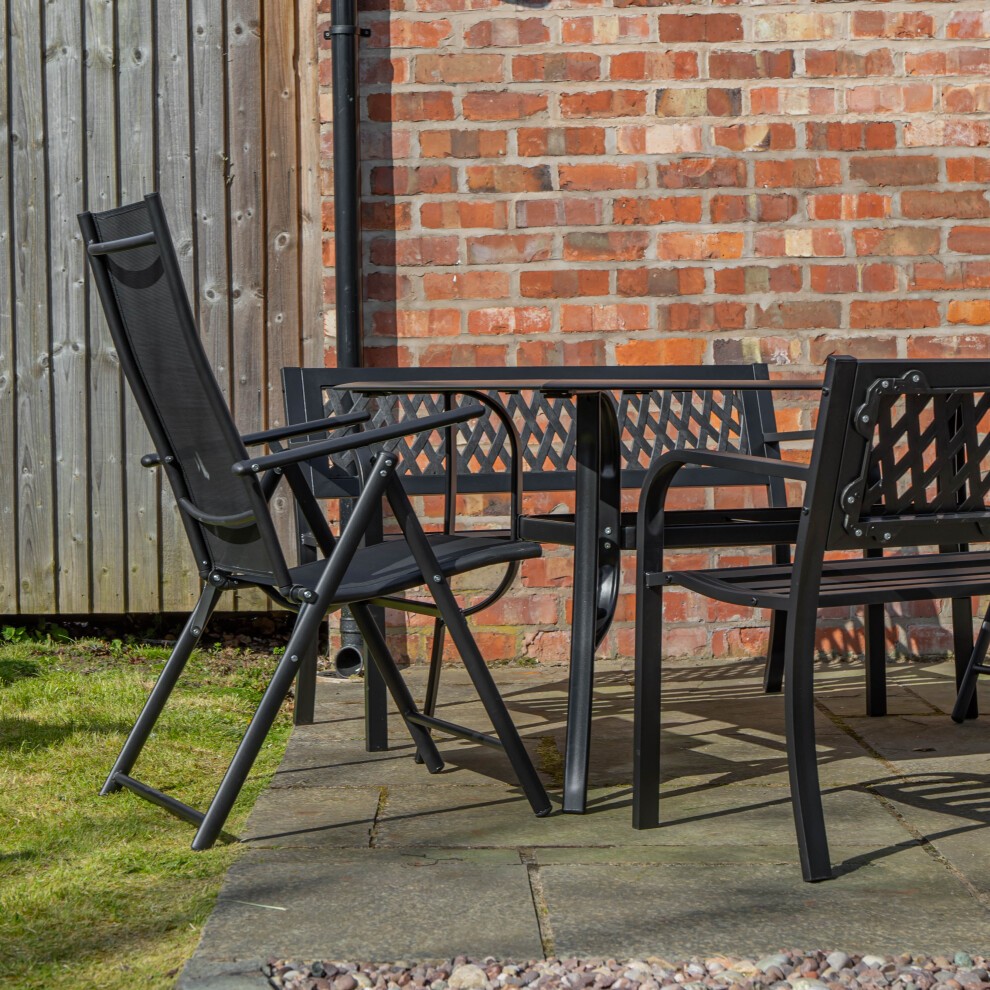 Samuel Alexander 6 Seater Black Outdoor Dining Table Set with Benches - image 2
