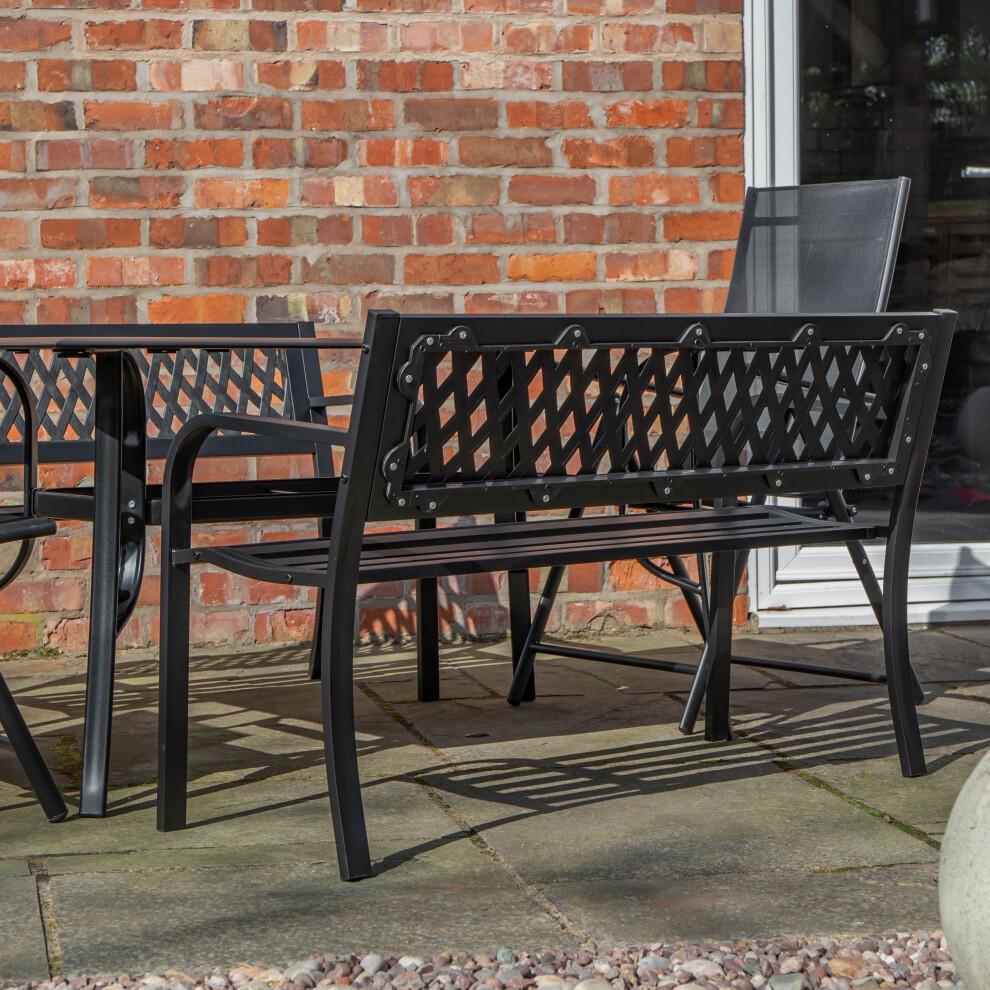 Samuel Alexander 6 Seater Black Outdoor Dining Table Set with Benches - image 3