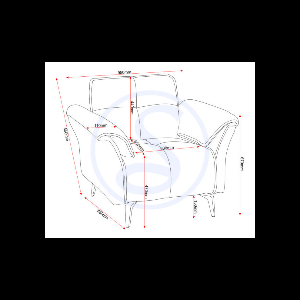 Seconique Amalfi Single Seater Grey Fabric Chair - image 2