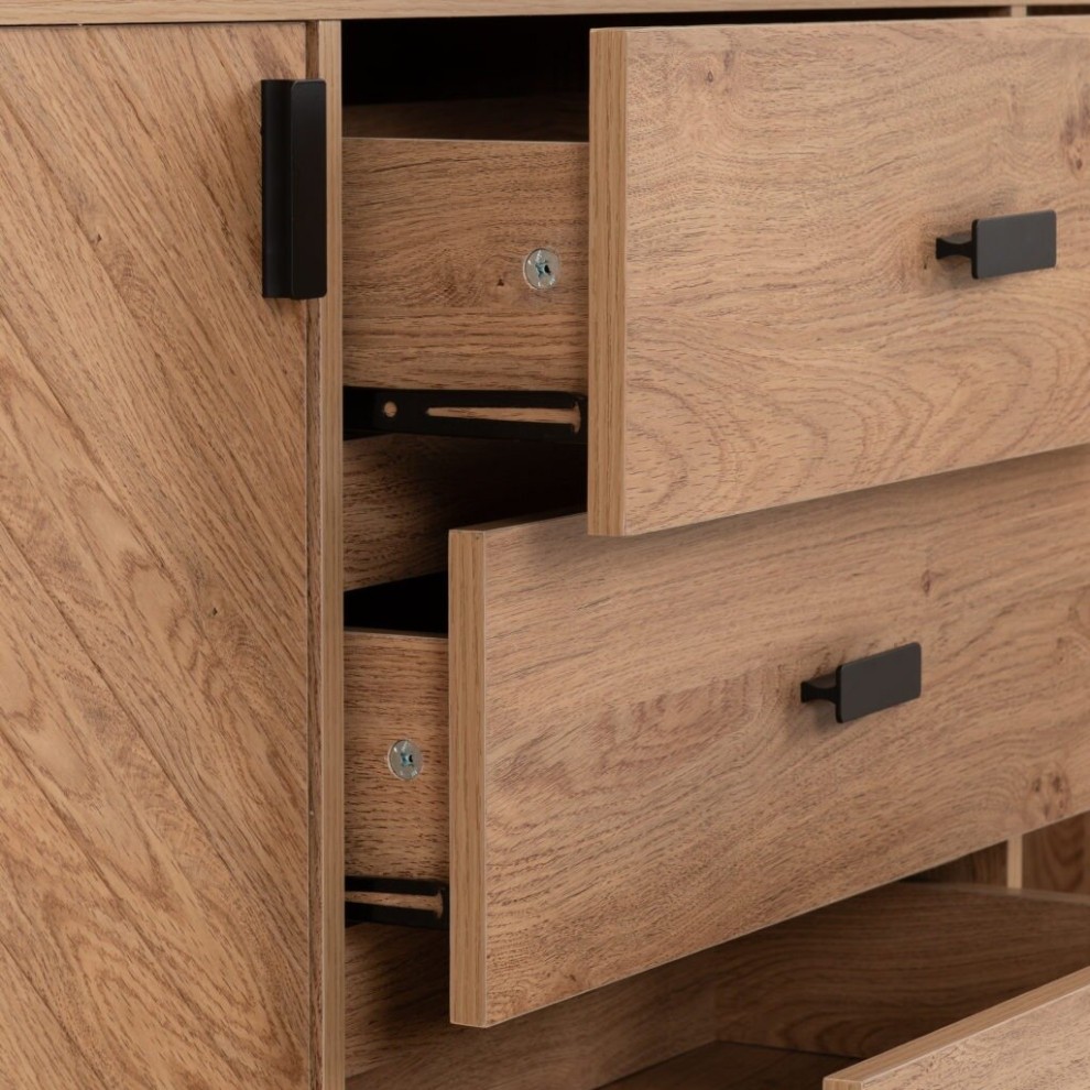Seconique Leon 2 Door 3 Drawer Medium Oak Effect Sideboard - image 4
