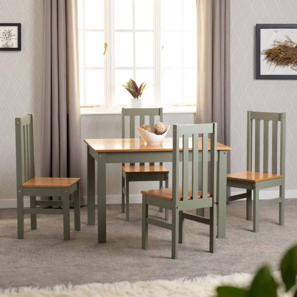 Seconique Ludlow Oak Effect 4 Seater Dining Table Set Green - image 2