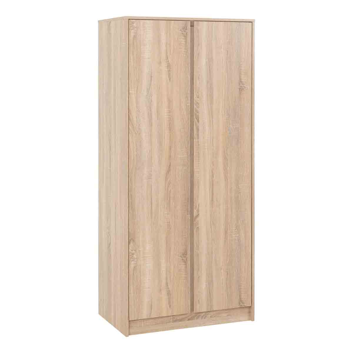 Seconique Malvern 2 Door Wardrobe in Sonoma Oak effect, featuring a light brown wood finish and a sleek, modern design with two full-length doors.