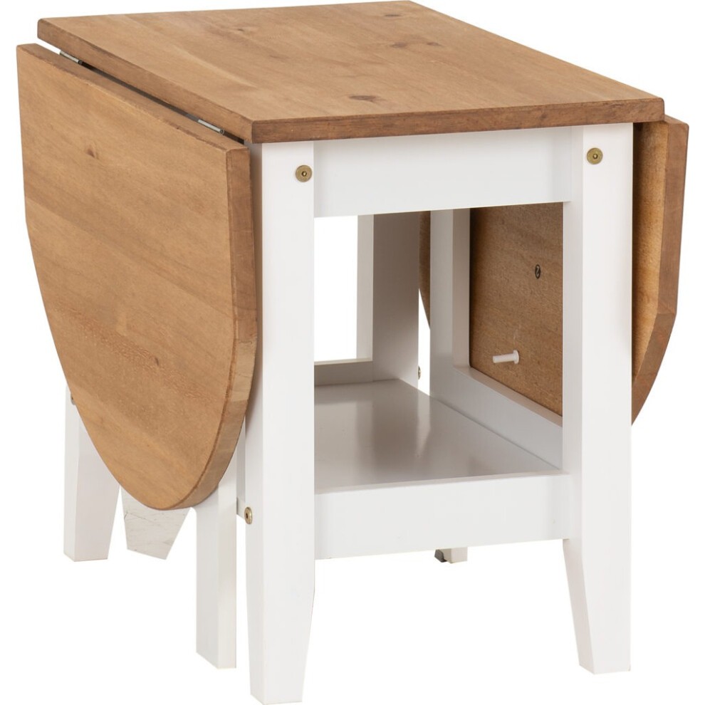 Seconique Santos Single Shelf Drop Leaf White Distressed Waxed Pine Coffee Table - image 2