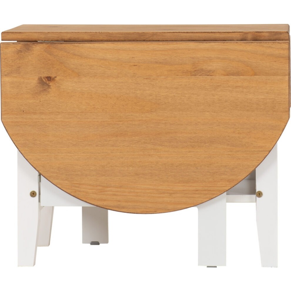 Seconique Santos Single Shelf Drop Leaf White Distressed Waxed Pine Coffee Table - image 3
