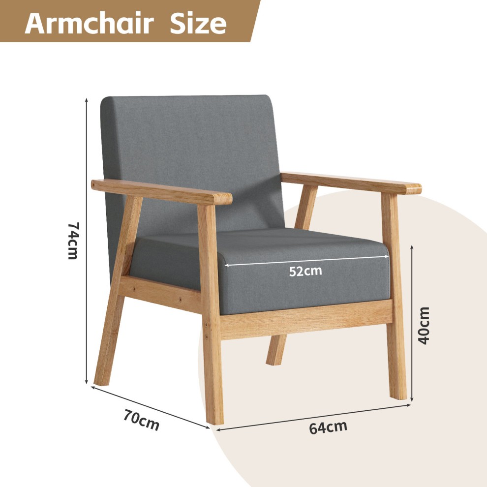 Single Seater Country Grey Padded Armchair - image 4