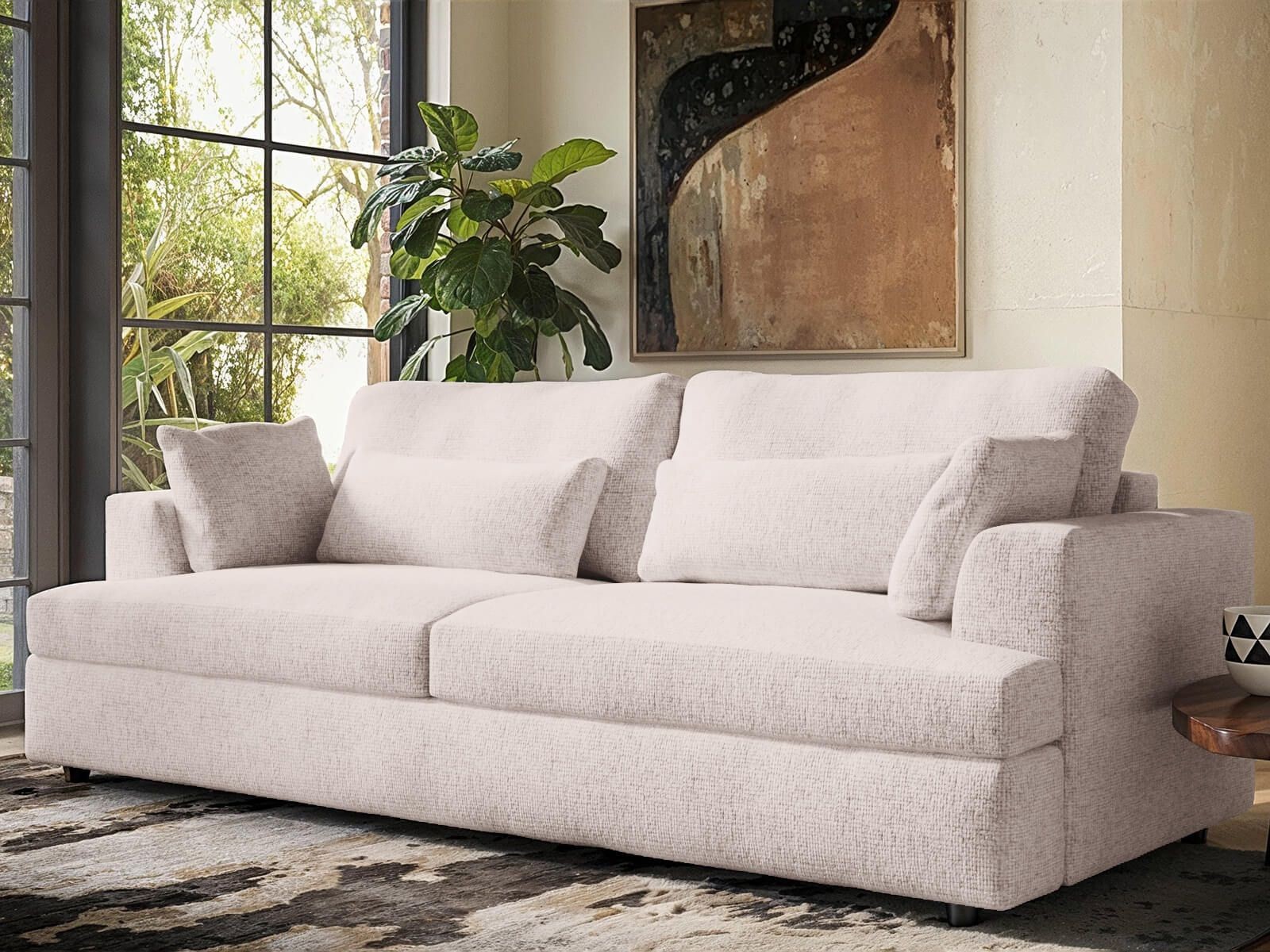Solace+Co Drew 3 Seater Cream Chenille Sofa - image 3