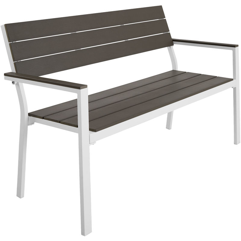 tectake 2 Seater Light Grey and White Garden Bench - image 2
