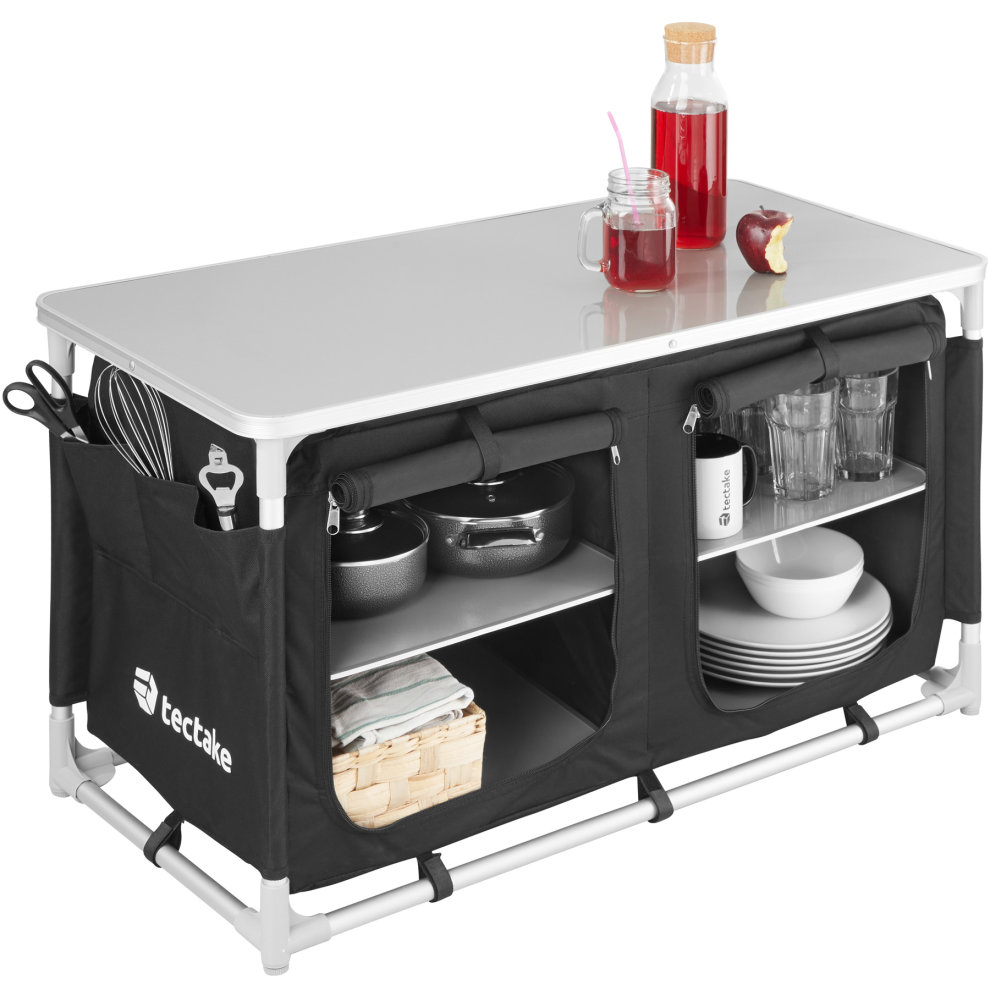 tectake 4 Shelf Black Folding Camping Kitchen Cabinet - image 2