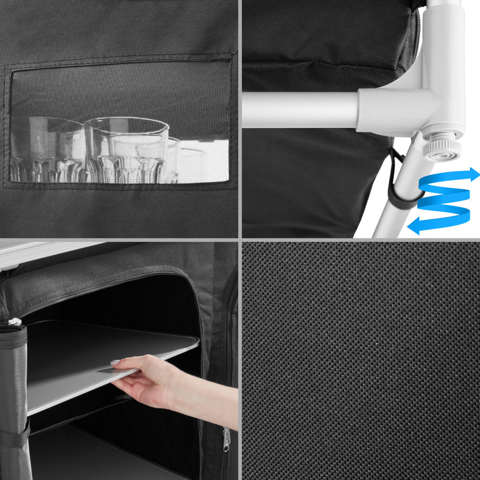 tectake 6 Shelf Black Folding Camping Kitchen Cabinet - image 4