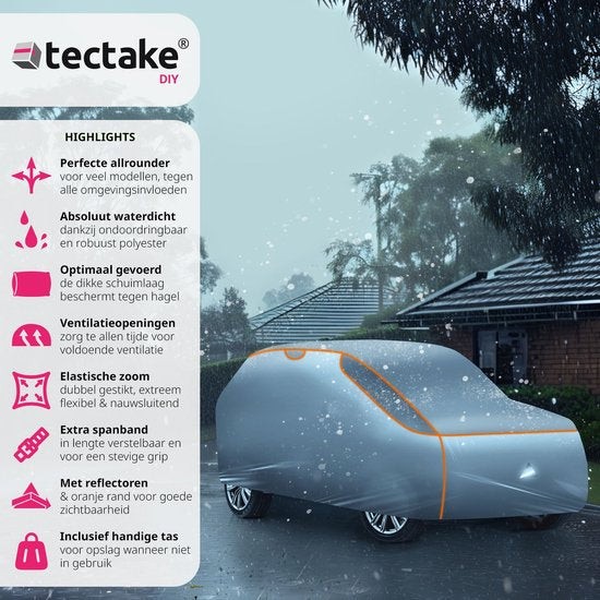 tectake Breathable 4mm Foam Layer Waterproof Car Cover with Storage Bag 120 x 203 x 571cm - image 3