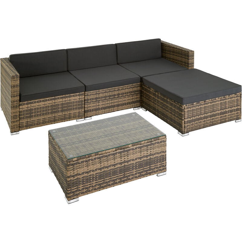 tectake Florence 4 Seater Natural Modular Garden Furniture Set - image 2