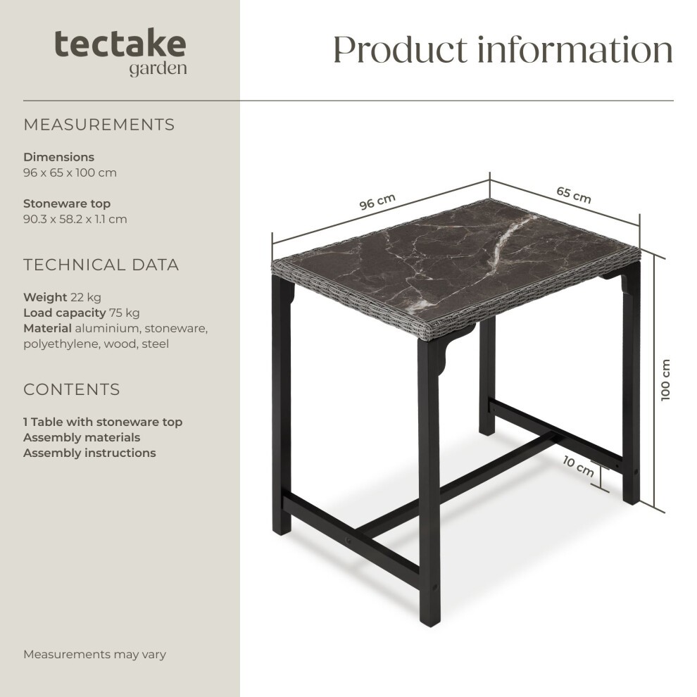 tectake Kutina Grey Garden Table - image 5