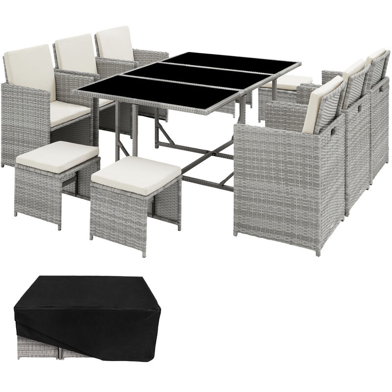 tectake Malaga Light Grey 10 Seater Dining Set - image 2