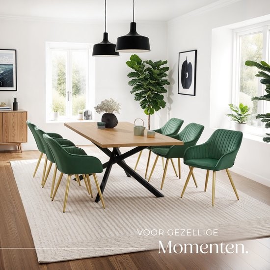 tectake Marilyn Dark Green and Gold Quilted Velvet Dining Chair - image 3