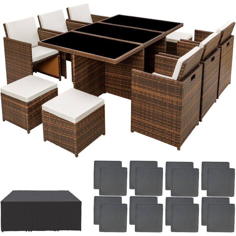 tectake New York Brown 10 Seater Rattan Outdoor Dining Set - image 2