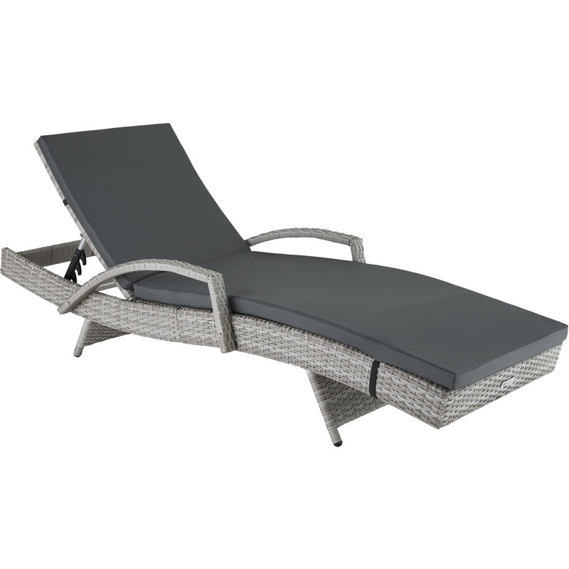 tectake Oceane Light Grey 5 Level Adjustable Aluminium Frame Sun Lounger - image 2