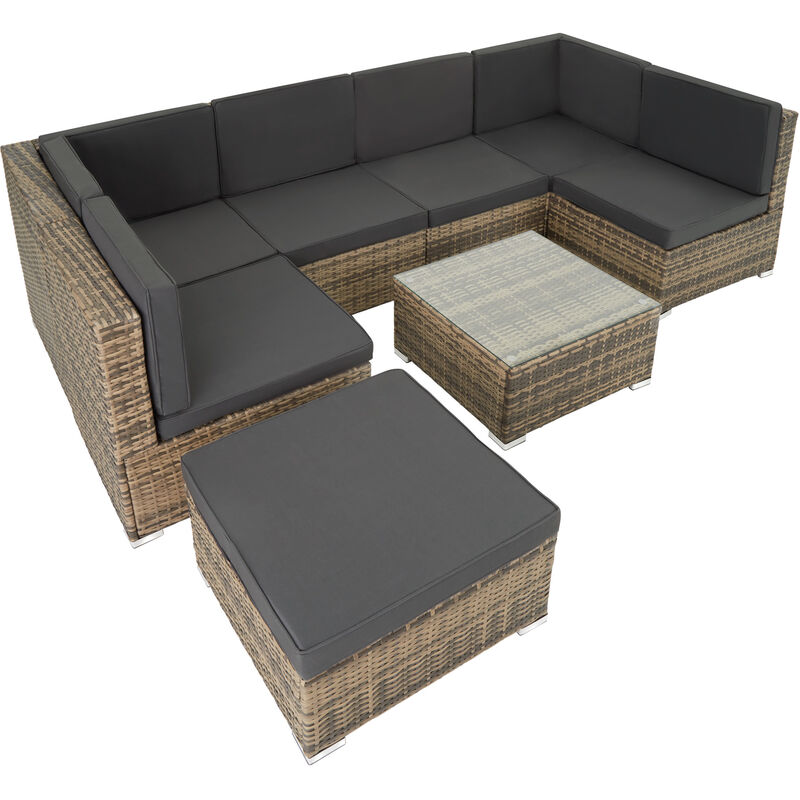 tectake Venice 6 Seater Natural Garden Furniture Set with Cushion - image 2