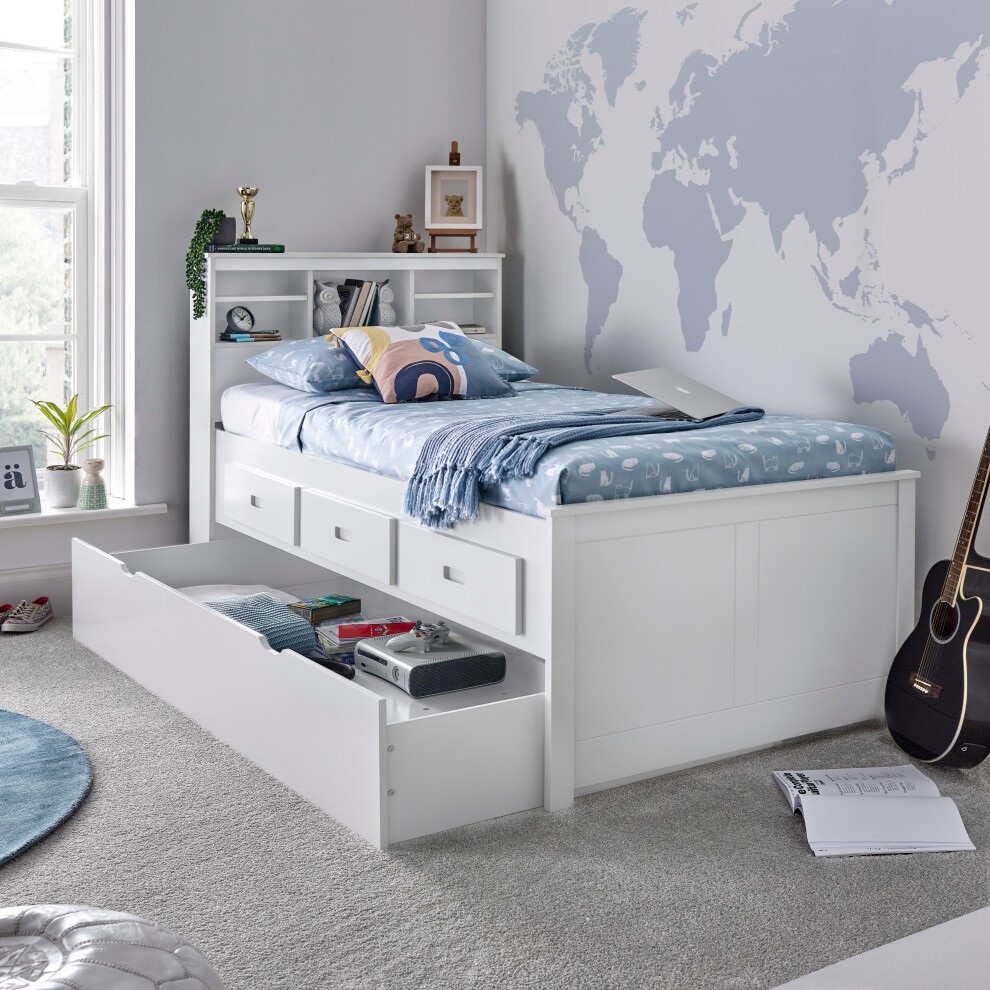 Veera White 3 Drawer Guest Bed with Spring Mattress - image 2