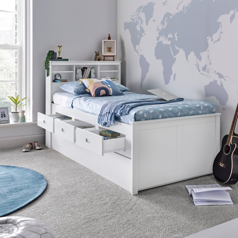 Veera White 3 Drawer Guest Bed with Spring Mattress - image 4
