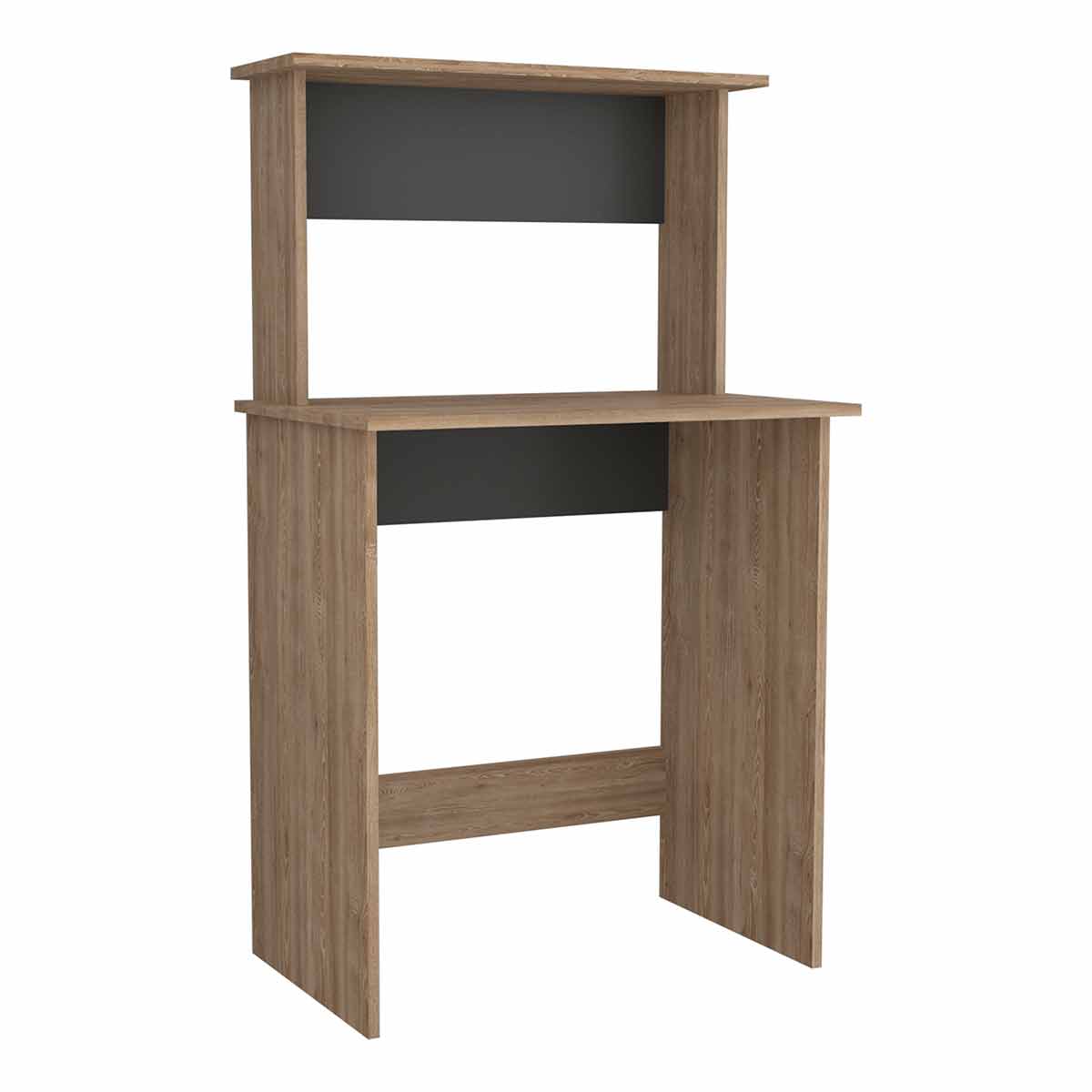 Vegas Workstation features a wood-like finish in light brown with a sleek black keyboard shelf and a spacious top surface, ideal for home or office use.