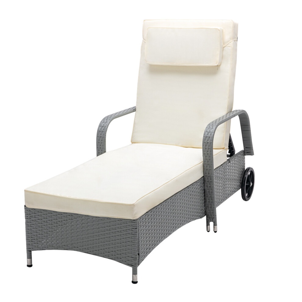 Venice Rattan Grey 3 Piece Reclining Sun Lounger and Table Set - image 2