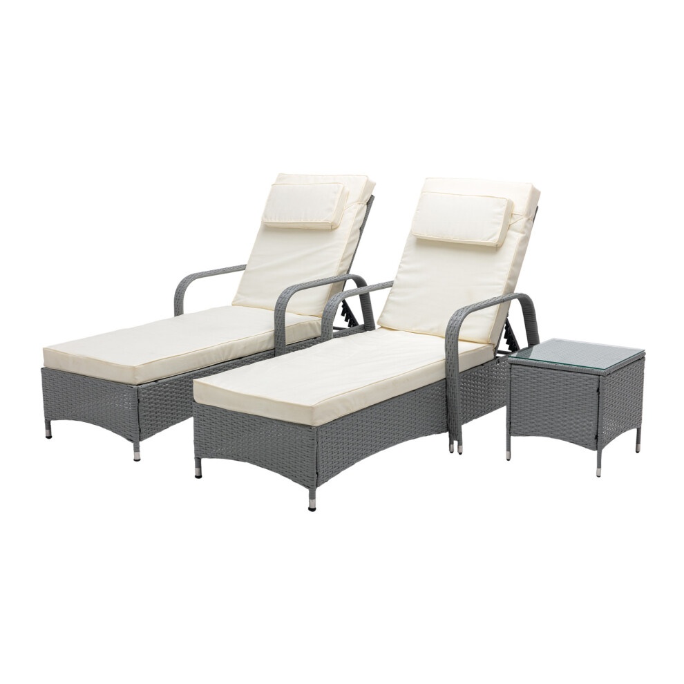 Venice Rattan Grey 3 Piece Reclining Sun Lounger and Table Set - image 4