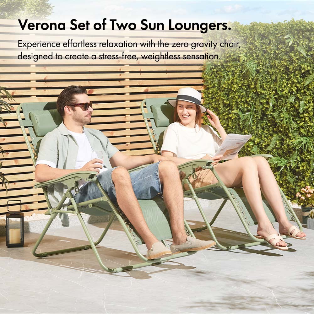 Verona Sage Green Zero Gravity Chair – Set of 2 - image 2