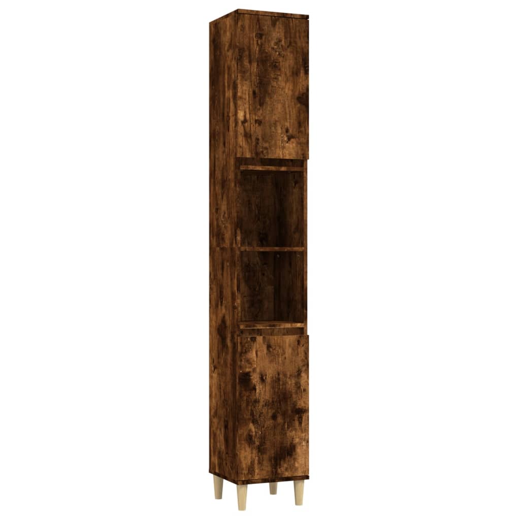 vidaXL 2 Door 2 Shelf Smoked Oak Wooden Bathroom Cabinet - image 2