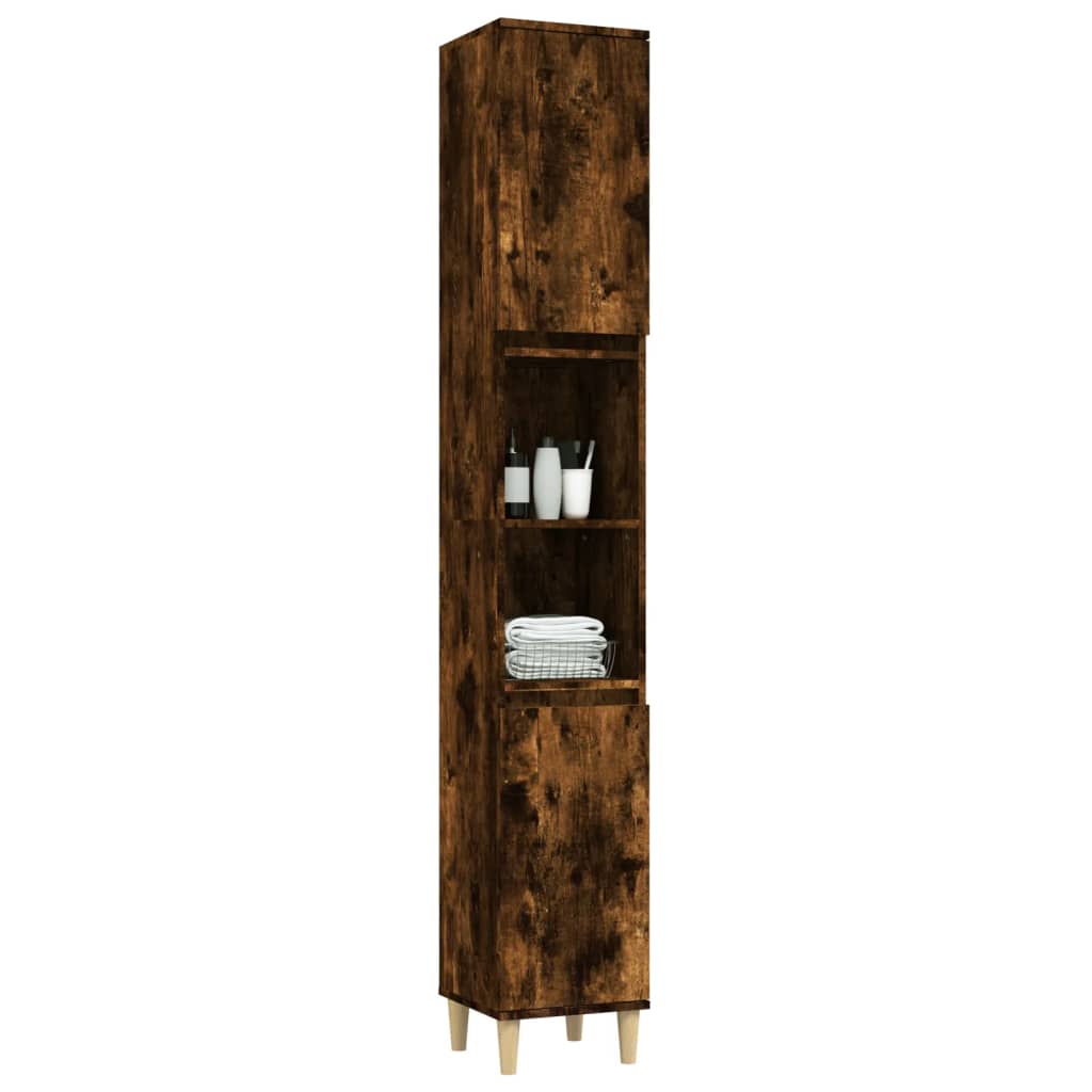 vidaXL 2 Door 2 Shelf Smoked Oak Wooden Bathroom Cabinet - image 4