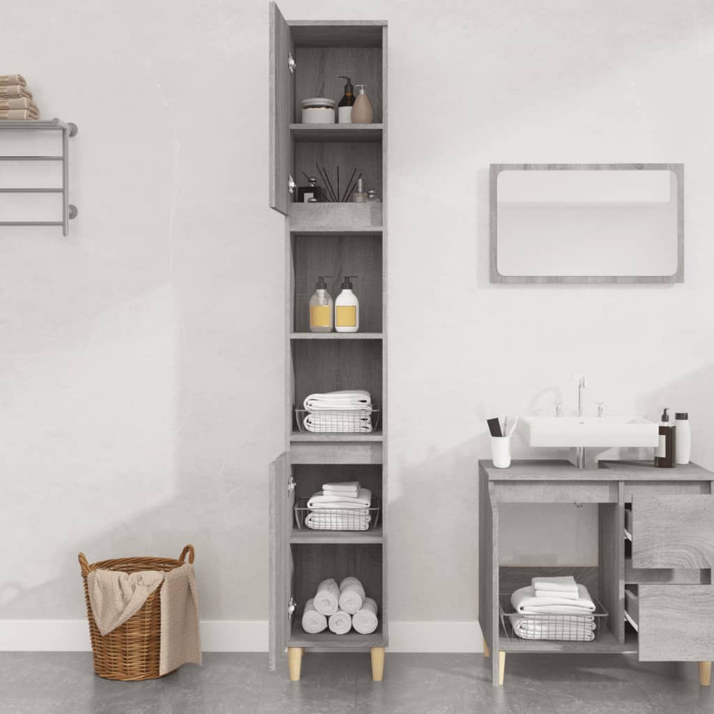 vidaXL 2 Door Grey Wood Bathroom Cabinet - image 3