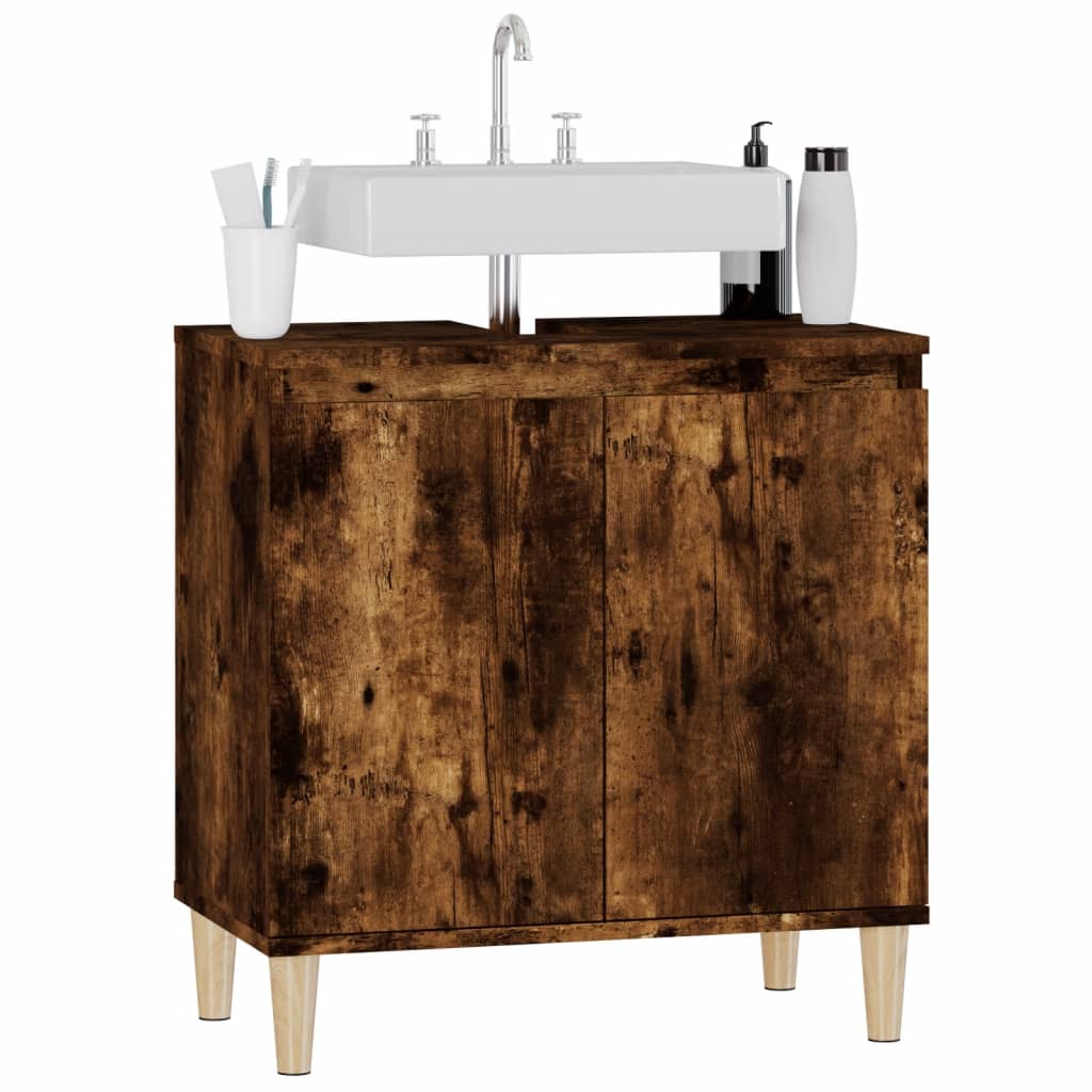 vidaXL 2 Door Smoked Oak Freestanding Under Sink Cabinet - image 4