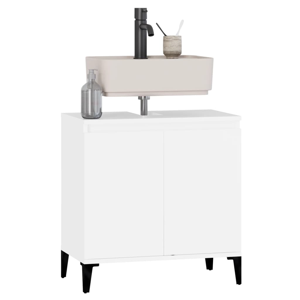 vidaXL 2 Door White Freestanding Under Sink Cabinet - image 4