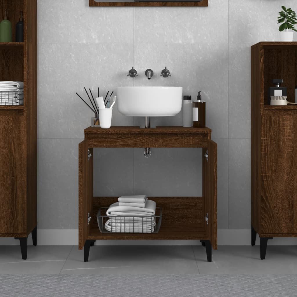 vidaXL 2 Door Wood Brown Oak Washbasin Cabinet - image 3