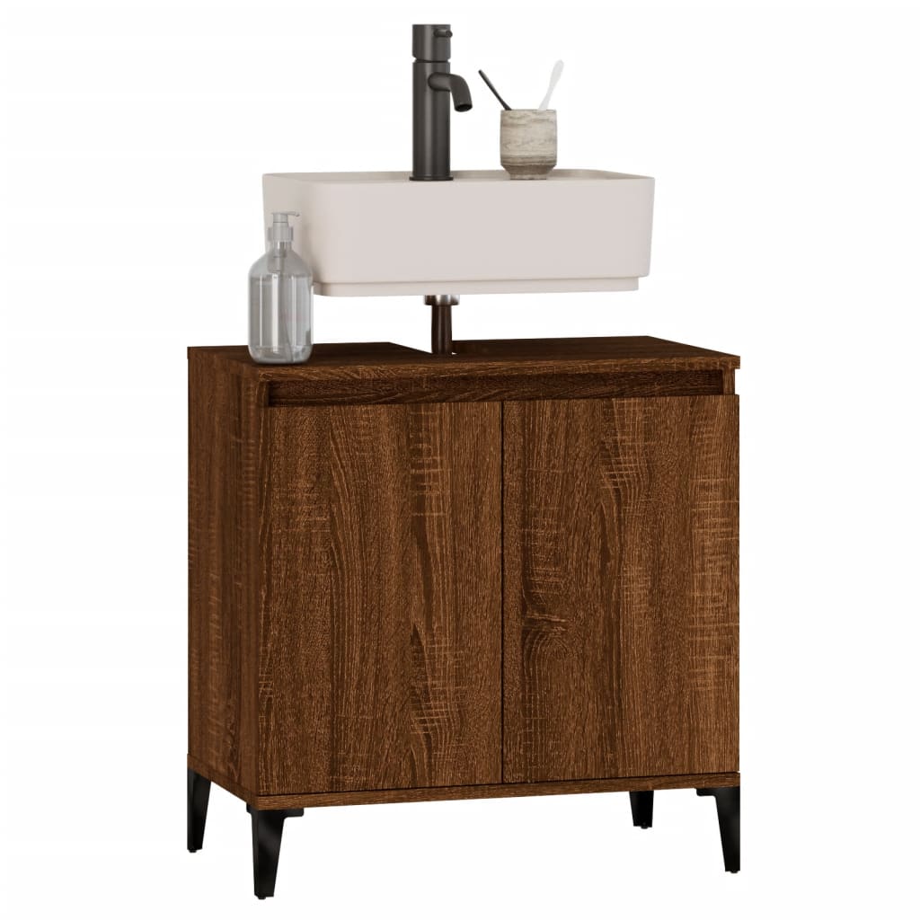 vidaXL 2 Door Wood Brown Oak Washbasin Cabinet - image 4